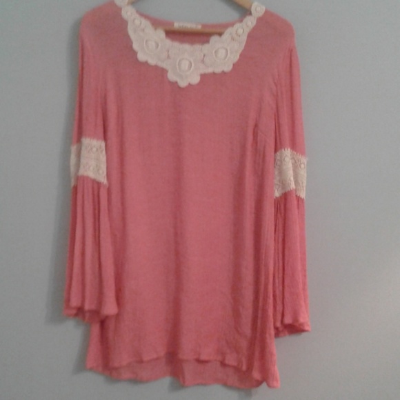 Indigo Soul pink and cream size large Top vguc - Picture 1 of 8
